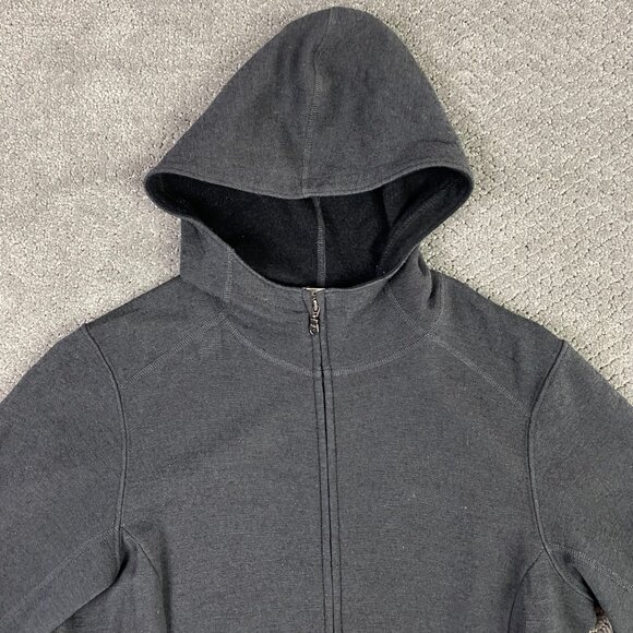 Ibex Sweater Jacket Women's Medium Full Zip Pez Hooded Gray Merino Wool Nylon - Picture 2 of 14